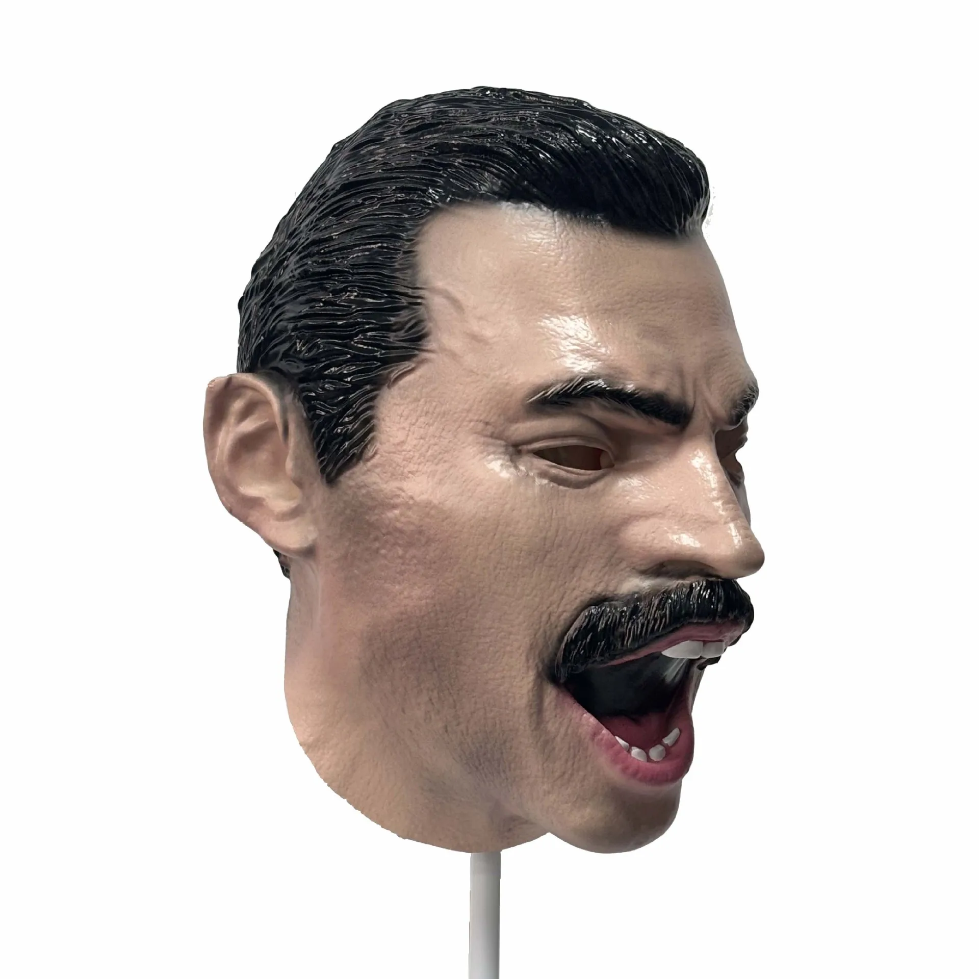 Realistische Bärtige Männer-Vollkopf-Latexmaske mit Offenem Mund-Design für Erwachsene, Maskerade, Halloween, Cosplay, Kostümparty-Requisiten – Detail 5
