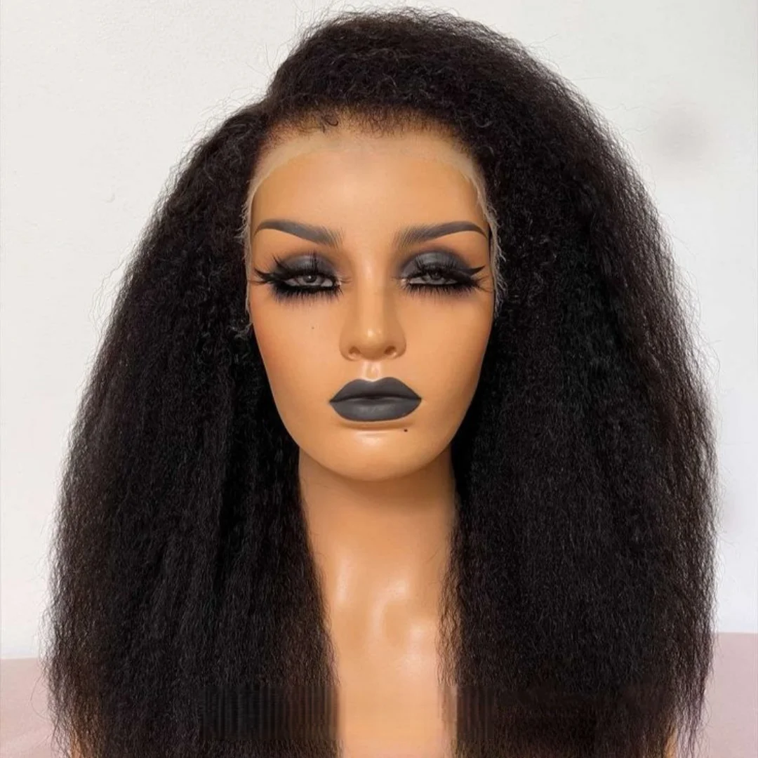 

Предварительно выщипанный длинный мягкий яки натуральный черный бесклеевой парик 26 дюймов странный прямой парик фронта шнурка для женщин с волосами ребенка синтетические ежедневно