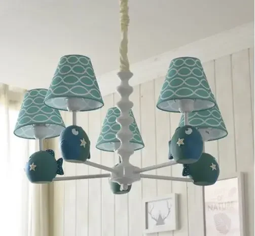 Nordic pastoral fish children's chandelier simple European lamps and lanterns boys and girls children's room bedroom chandelier