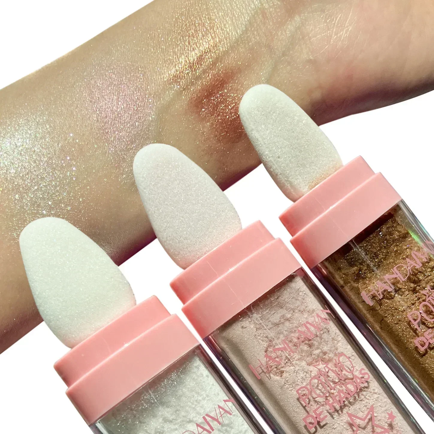 Highlighter Pó Contorno para Mulheres, Sombreamento Brilhante Fada Iluminador, Maquiagem Facial e Corporal, Beleza Cosme, 3 Cores