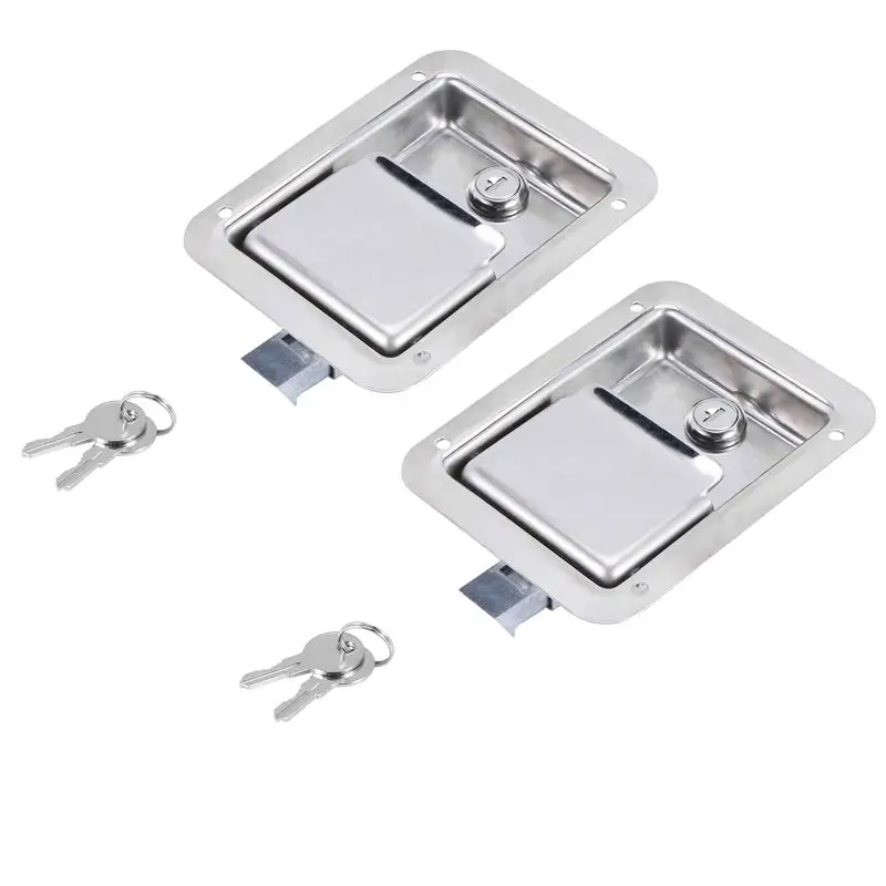A03Z-Hardware 8 Pack Stainless Steel Paddle Slam Latch With Lock & Key - Flush Single Point Handle For Door Trailer RV Jeep