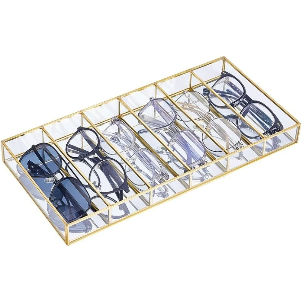 

Eyeglass Storage Display Case 6 Grids Rectangle Glass Sunglass Organizer Case Multiple Eyeglass Display Holde