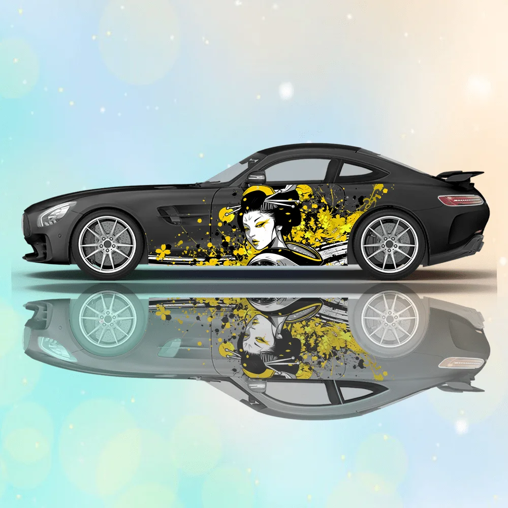 Japaneses Singer Geisha Car Vinyl Wraps Decal Self-adhesive PVC Sticker Suitable for Trucks SUV Decoration Auto Accessories