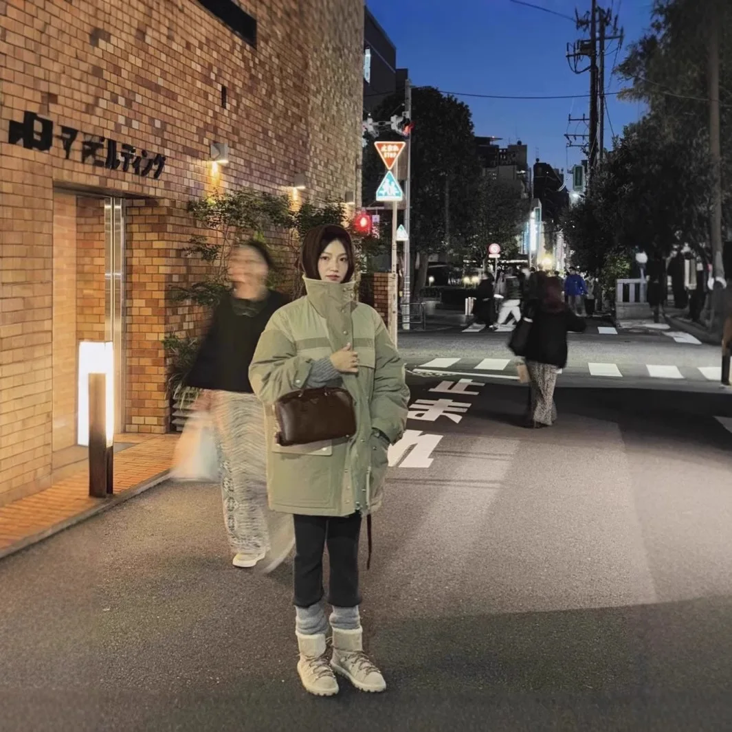 

Thin down Jaet Parka Winter Guardian GED Nylon Fabric Korean Sle Women's Puffer Coat Warm Long Length No Hat Design