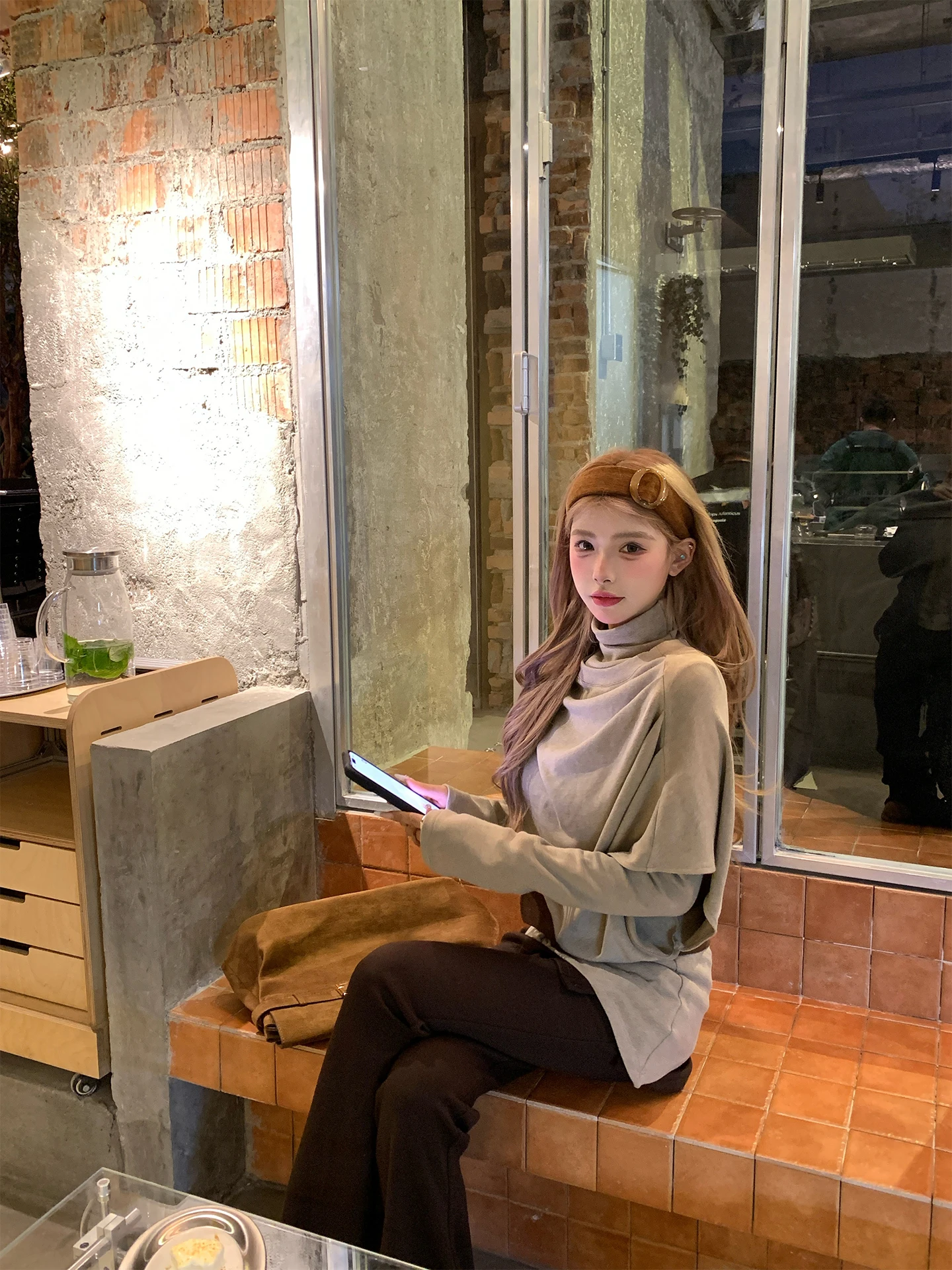 

Женский комплект внутренней одежды с высоким воротником, уникальный корейский комплект одежды на осень-зиму, Новое поступление, модный цветной наряд