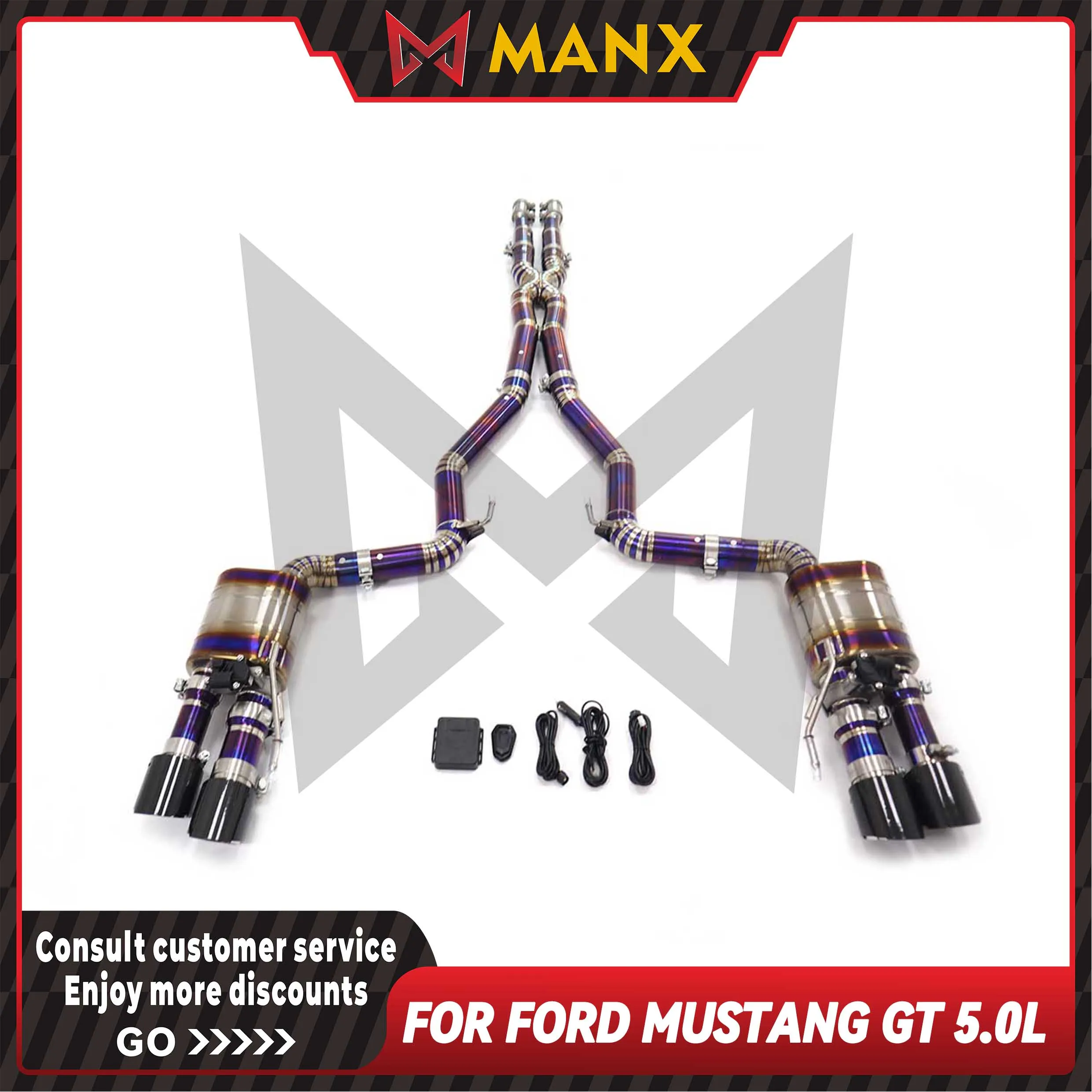 

MANX Ti alloy Catback Suitable for Ford Mustang GT 5.0L Performance Car Exhaust System Muffler With Valve Lossless installation