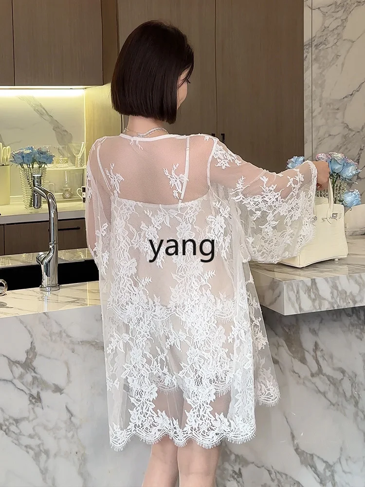 LMM summer fairy temperament short robe pajamas women's robe can be worn outside