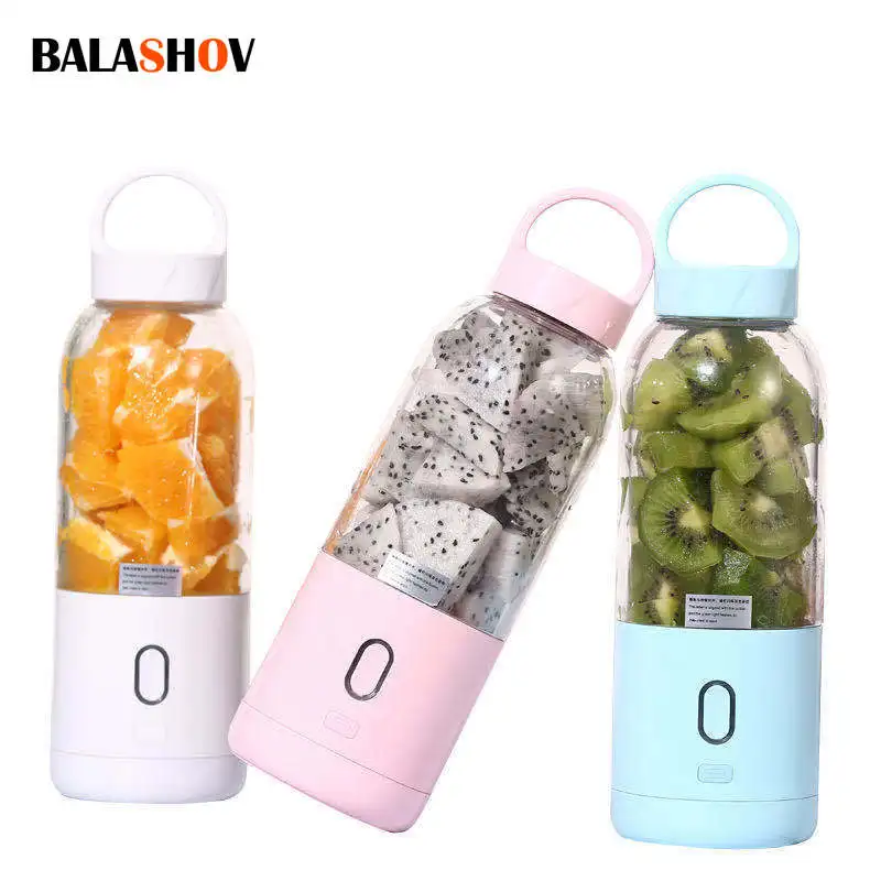 Batidoras inalámbricas, exprimidores portátiles de 500ML, mezclador eléctrico de frutas y verduras, licuadora para procesador de alimentos, Extractor de jugo