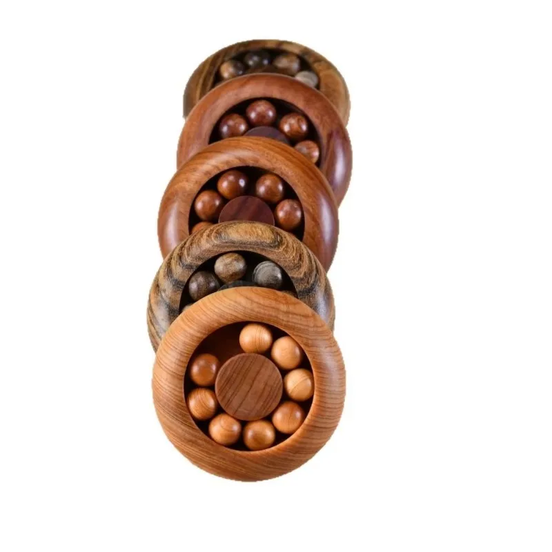 Solid Wood Fortune Bead with 8 Spinning Beads round Hand Massage Ball Smooth Surface Small Decorative Finger Exerciser Model