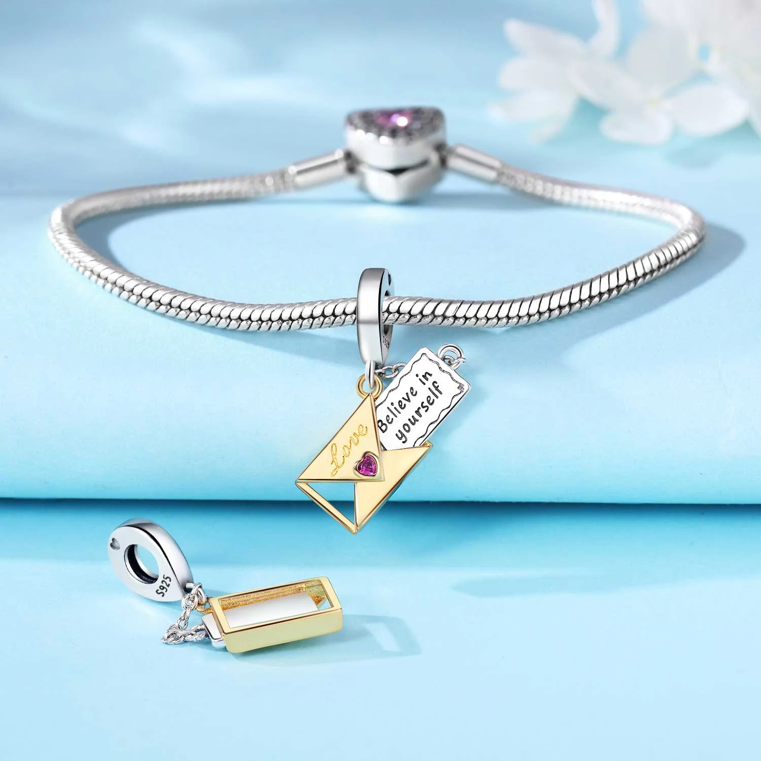 925 Sterling Silver Fashion Mysterious Envelope Pendants Bracelet Charms Fit Women Jewelry Party Beads DIY Fine Gift Accessories