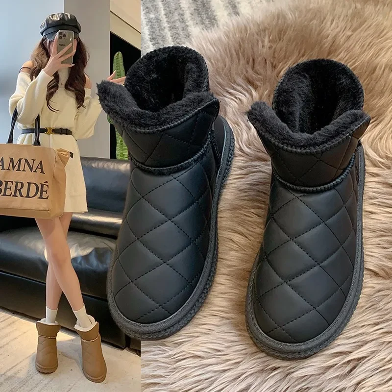 New 2024 Winter Warm Women's Short Boots  Women's Snow Boots PU Leather Waterproof Shoes Lightweight and Comfortable Shoes