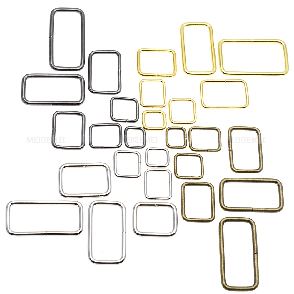 10pcs/pack Metal Wire Formed Rectangle Ring Metal Ring Belt Loop Ribbon Slider Belt buckle Bra Hook Package accessories