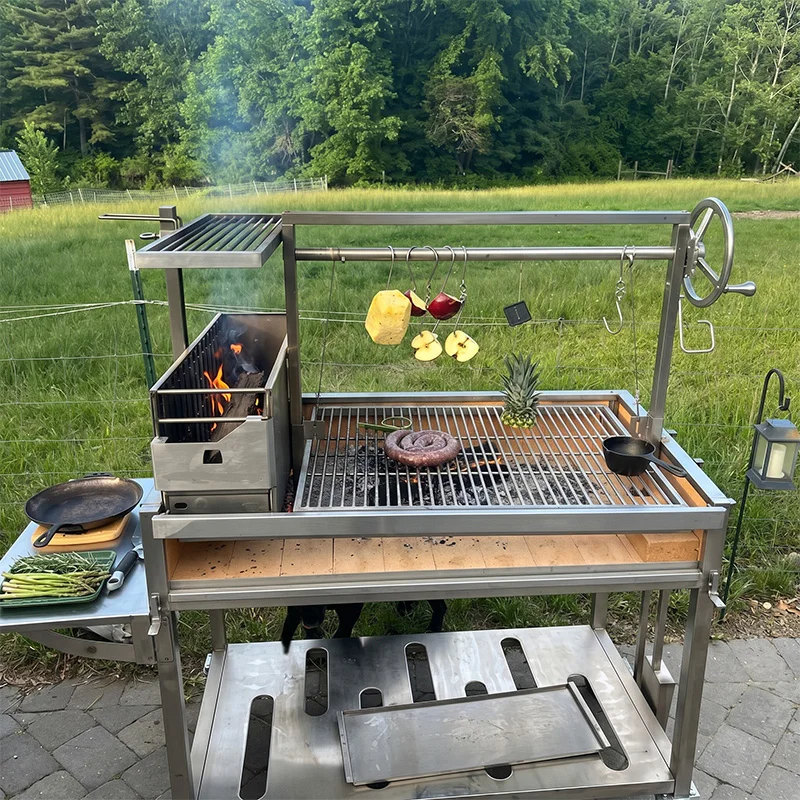 Santa Maria Argentine Asador Style Stainless Steel Side Brasero Professional Outdoor BBQ Cooking Set