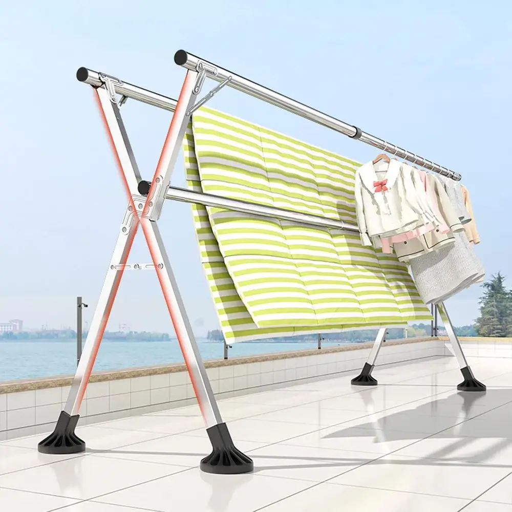 Indoor/Outdoor Portable Stainless Steel Clothes Drying Rack for 94 Towels & Linens