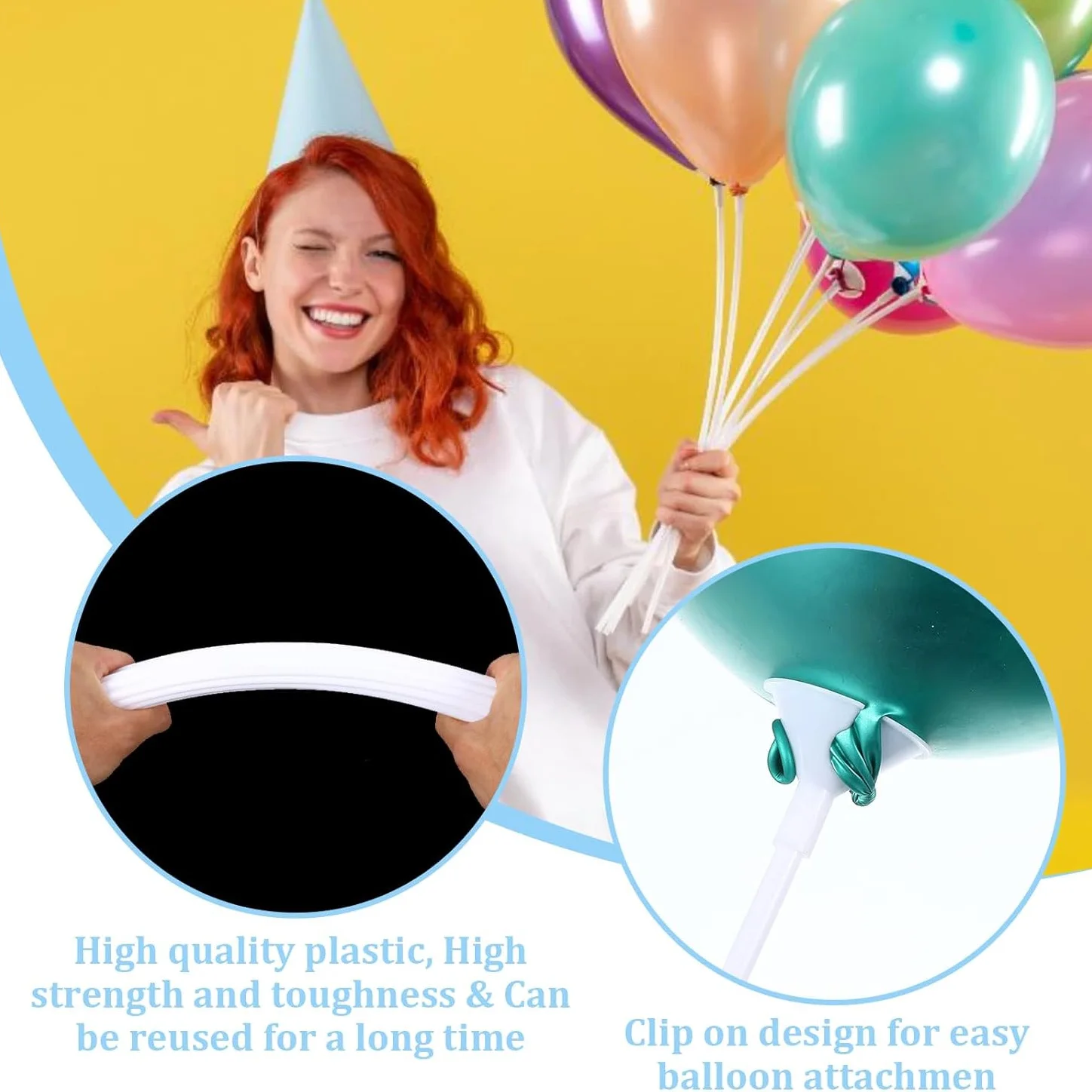 

10pcs White Plastic Balloon Stick Hand-held Support Balloon Holder For Wedding Birthday Party Decoration Accessories