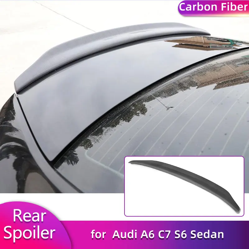 

Carbon Fiber Rear Trunk Spoiler Wings for Audi A6 C7 S6 Sedan 2012-2018 Auto Car Racing Rear Spoiler Boot Wing Lip Body Kit