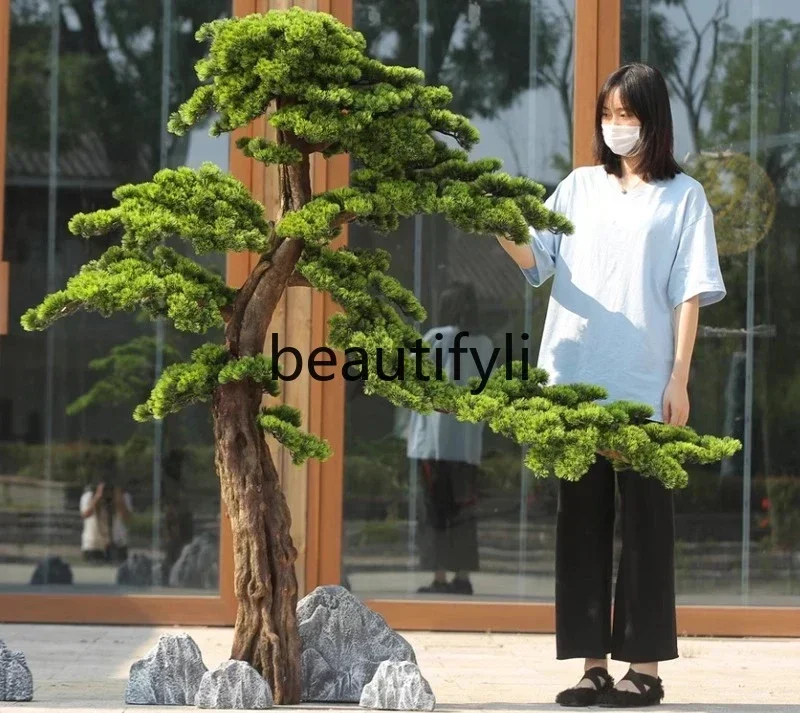 zS17311zSimulated welcome pine fake tree beauty pine bonsai Luo Hansong landscape ornament new Chinese entrance landscaping fake