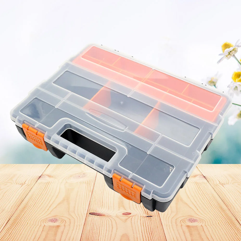 Portable Parts Storage Box Transparent Multi-Slot Adjustable Dividers Hinge Lid Buckle Secure Closure for Craft Tools Screws