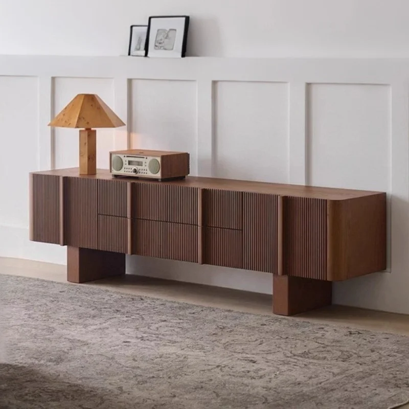 Modern Light Luxury Solid Wood TV Cabinet with Marble Top Decorative Floor Standing Storage for Living Room Home Media Console