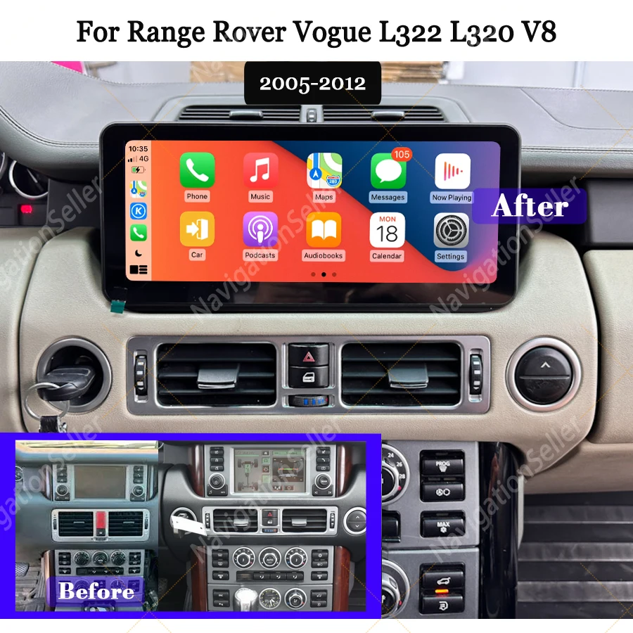 

For Range Rover L322 L320 2005-2012 Head Unit Android 15 Apple CarPlay Auto Radio Stereo GPS Navigation Multimedia Screen DAB BT