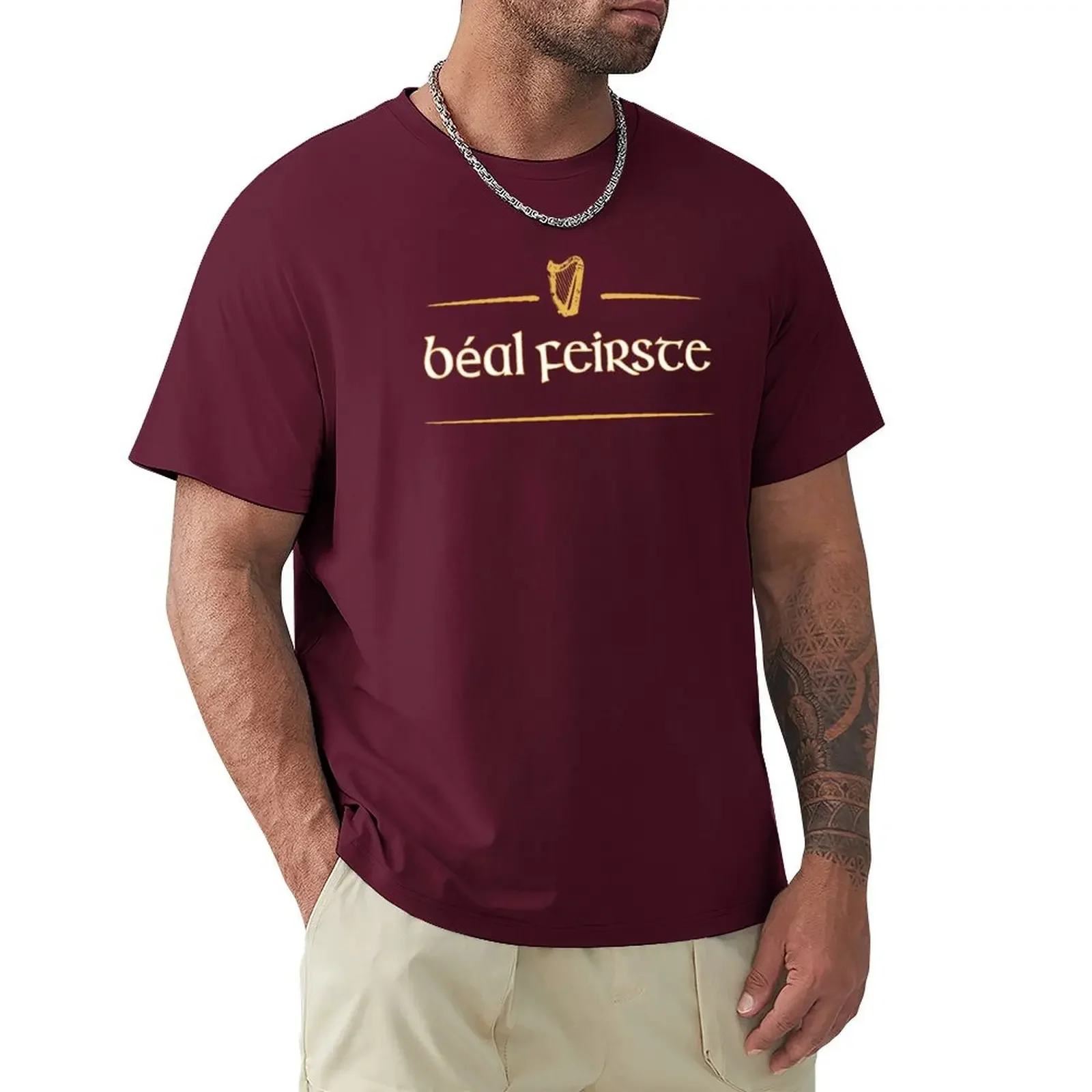 Summer Top T Shirts for Men Graphic Béal Feirste Belfast Ireland Harp T-shirts Stickers Irish Pride Men Clothing Graphi Harajuku