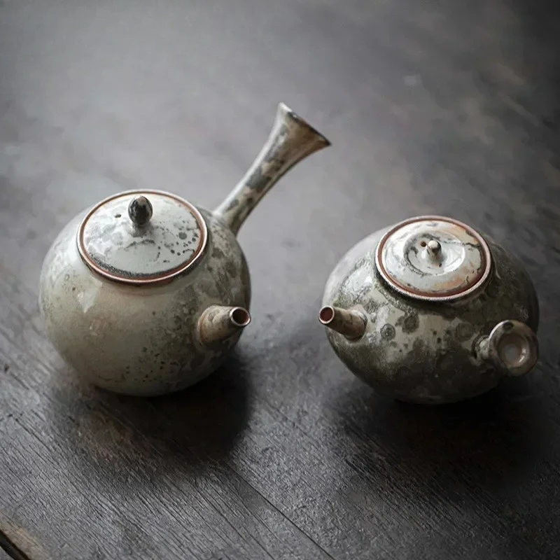 Japanese Ink Wood-fired Porcelain Teapot Retro Side Handle Pot Tea Maker Kettle Oolong Tea Teaware Accessories Gift Collection