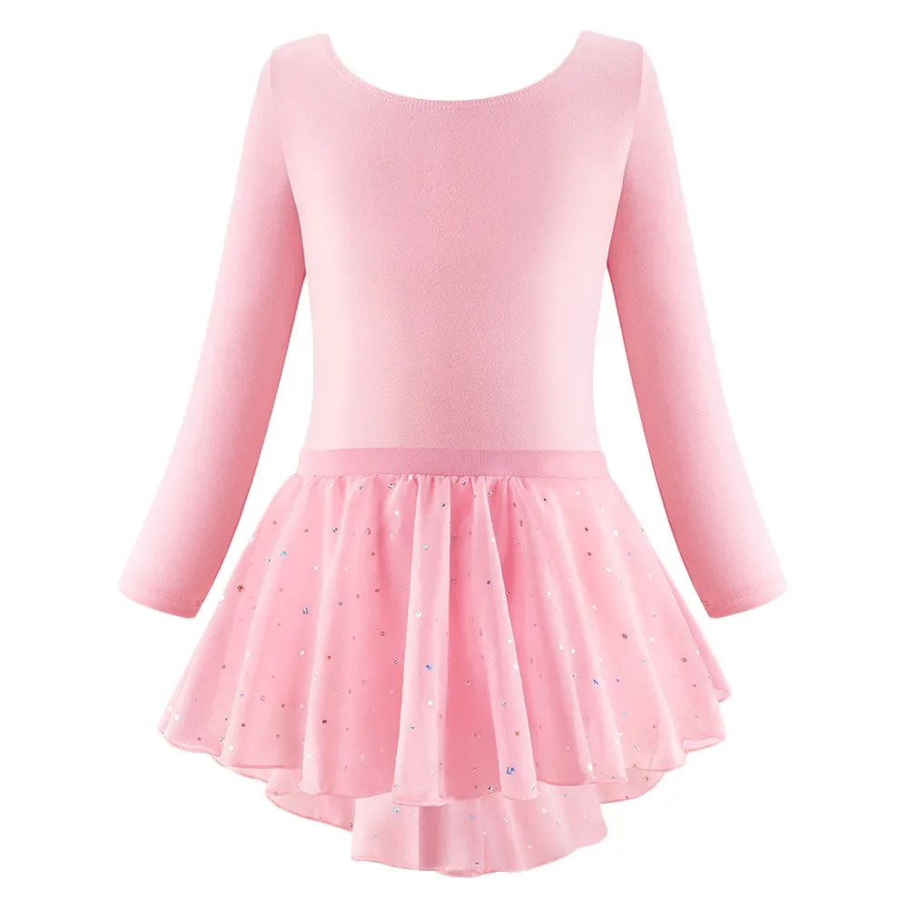 

Модное детское балетное платье с длинными рукавами, хлопковая балетная юбка-пачка с блестками, современное праздничное платье, одежда для выступлений, танцевальная одежда