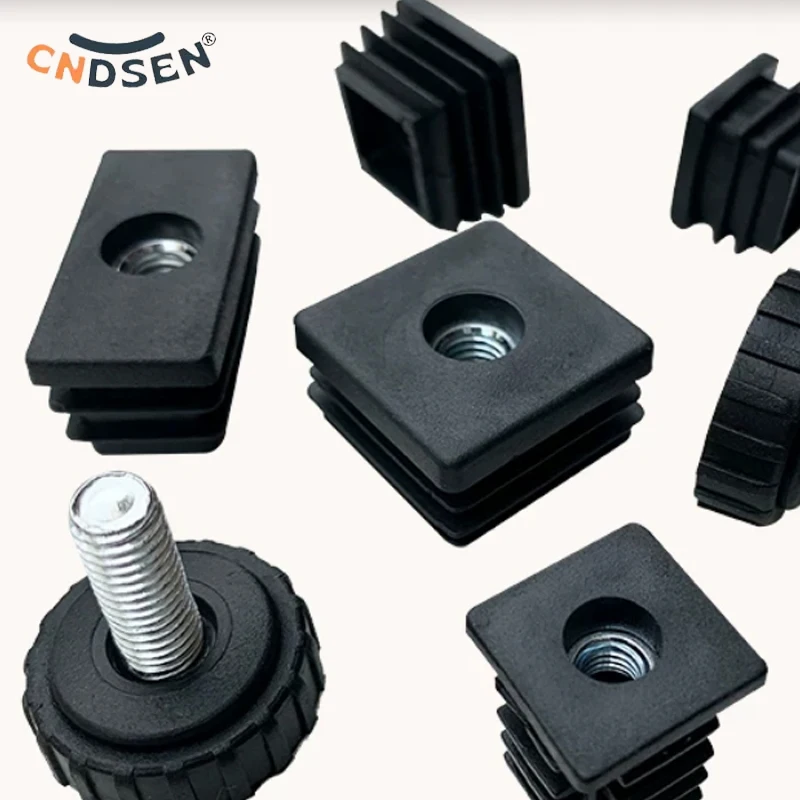 Black/Transparent Adjustable Screw M8 M10 Black Square Round  Plastic Pipe Plugs Anti Slip Shock Absorber Leveling Foot Pad