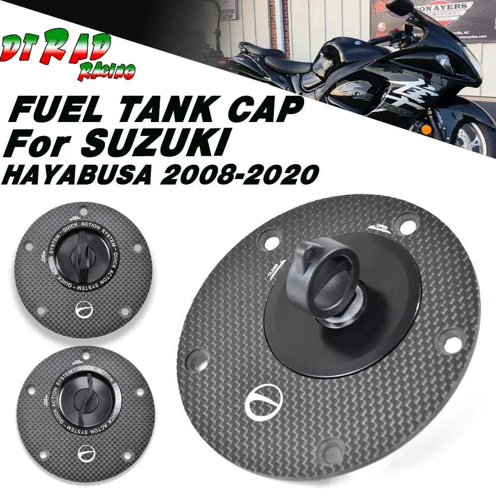 For SUZUKI HAYABUSA 2008-2020 Flange Carbon Fiber Quick Gas Fuel Filler Cover Motorcycle Key Locking Plug Gasoline Tank Cap