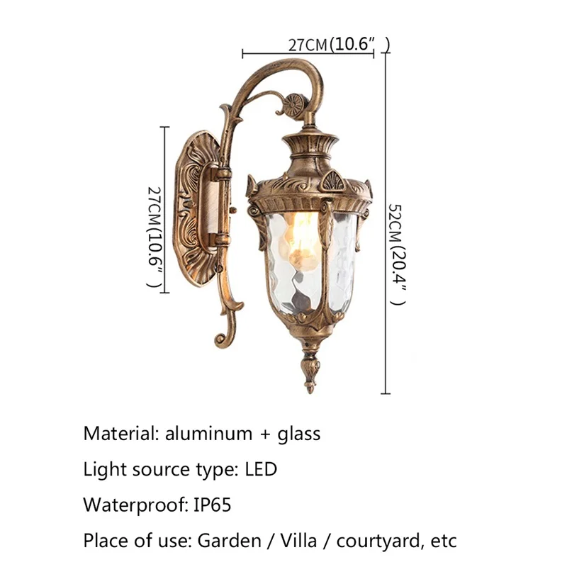 RONIN Outdoor Classical Wall Sconces Light LED Waterproof IP65 Bronze Lamp for Home Porch Decoration
