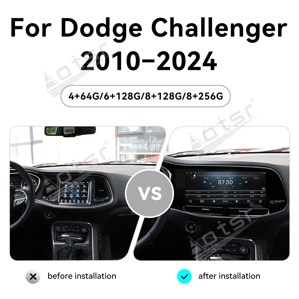 

12,3 ''Android 13 для Dodge Challenger 2010-2024 Tesla Style сенсорный автомобильный экран навигации Carplay автомобильный радиоприемник DSP мультимедийный плеер