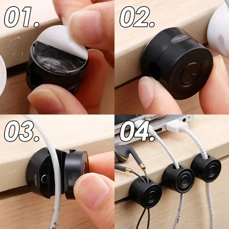 Magnetic Cable Clips Adhesive Smooth Cord Holder Under Desk Cable Management Winder Keeper Cable Organizer Wall Mounted Hook