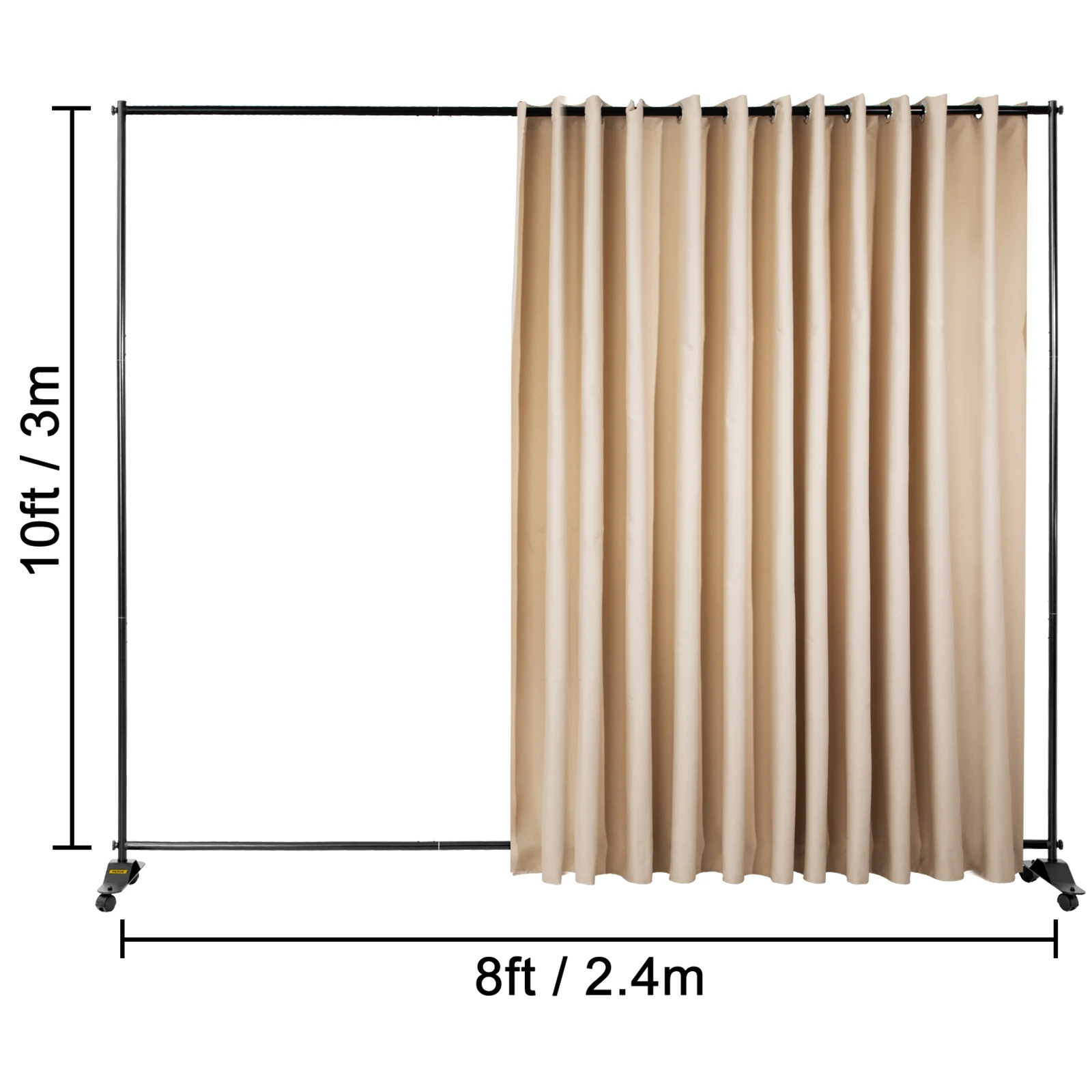 VEVOR Room Divider Kit 8 ft x 10 ft 4 ruote girevoli supporto per divisore per tende telaio in lega di alluminio tenda oscurante e portatile
