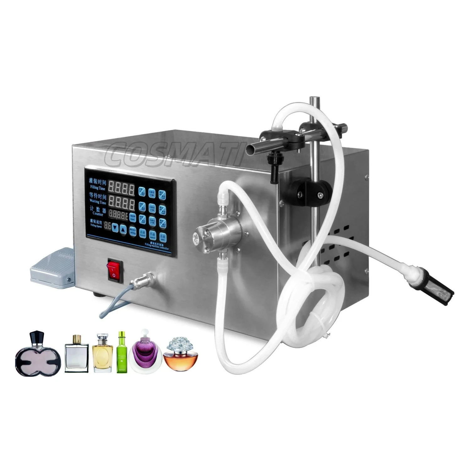 Small Dose 1 2 3 4 5 6 Nozzles Magnetic Pump Semi Automatic Desktop Water Bottle Filler Liquid Car Perfume Filling Machine