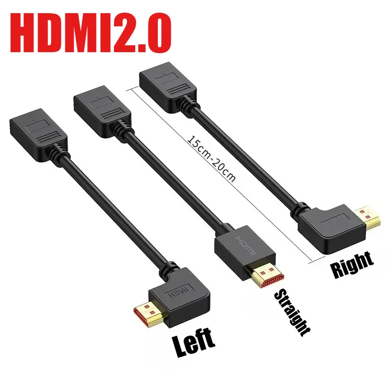 90-degree Bend HDMI2.0 Male to Female Extension Cable HDMI High-definition Line Adapter L-shaped Up Down Left Right/bend Wire