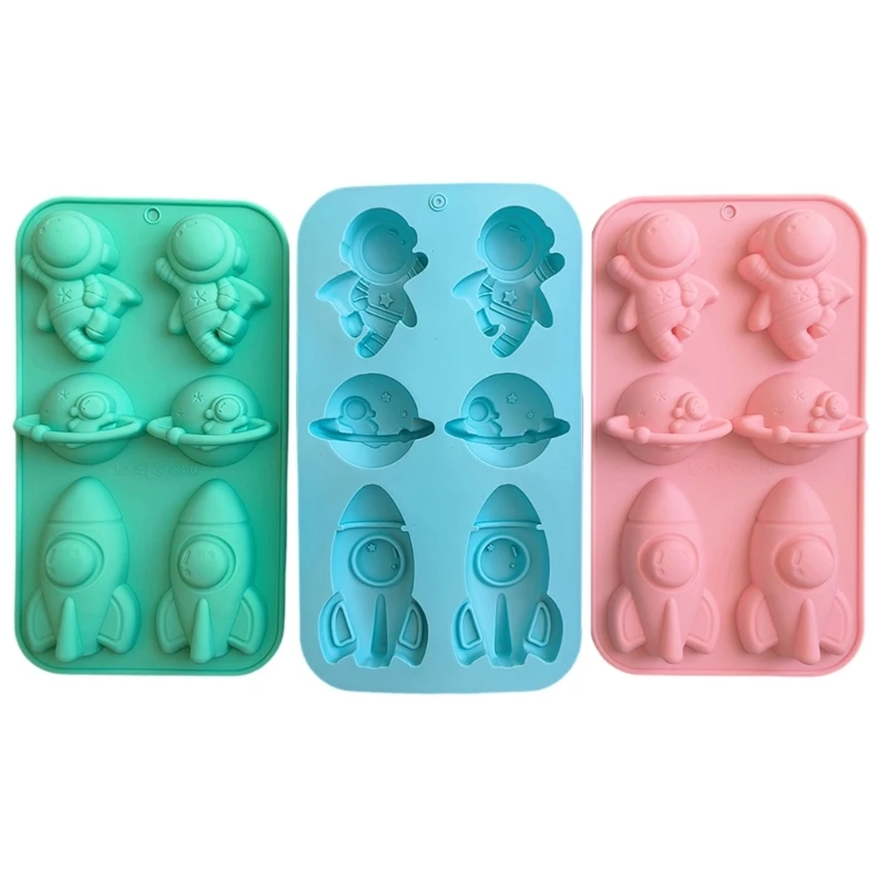 

N0HB 3pcs Silicone Baking Molds for Dessert 6 Cavities Chocolates Mould Nonstick Arrows and Astronauts Cake Molds