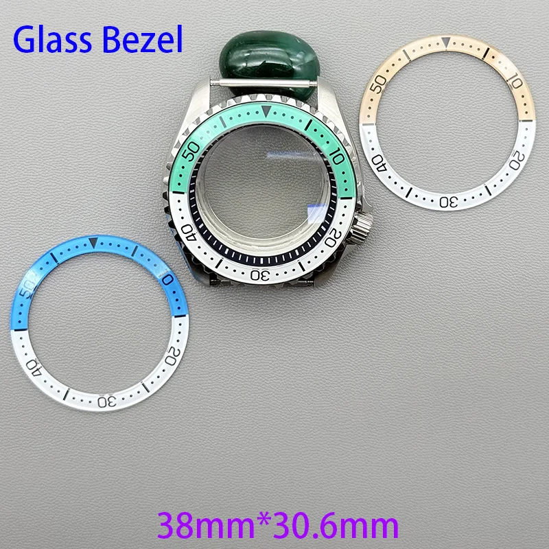 Customized 38mm*30.6mm Sloped Glass Bezel Insert Fits SKX007 SRPD SUB GMT Watch Case Men Diving Watch Replace Modification Parts