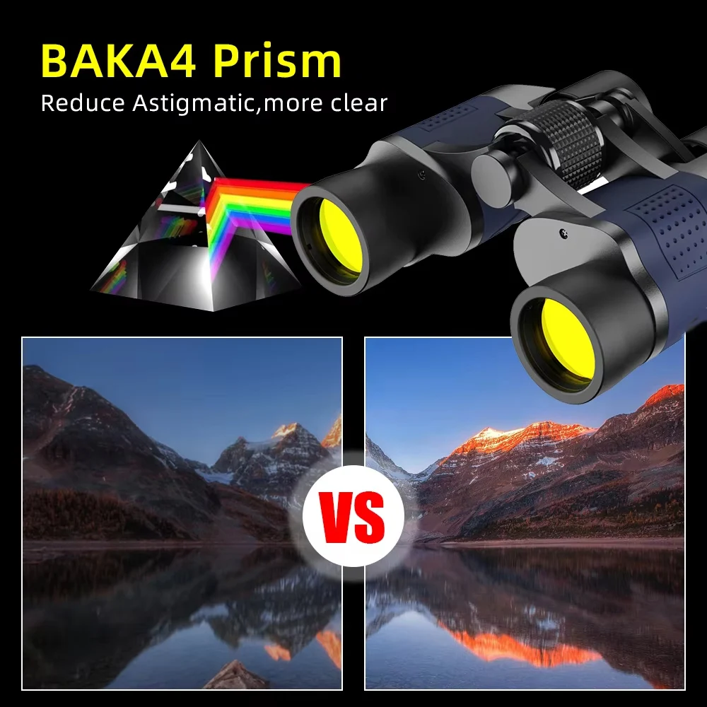 60X60 High Clarity Telescope Binoculars Powerful Optical Lens Bak4 Prism Night Vision For Hiking Sports Camping Travel Outdoor