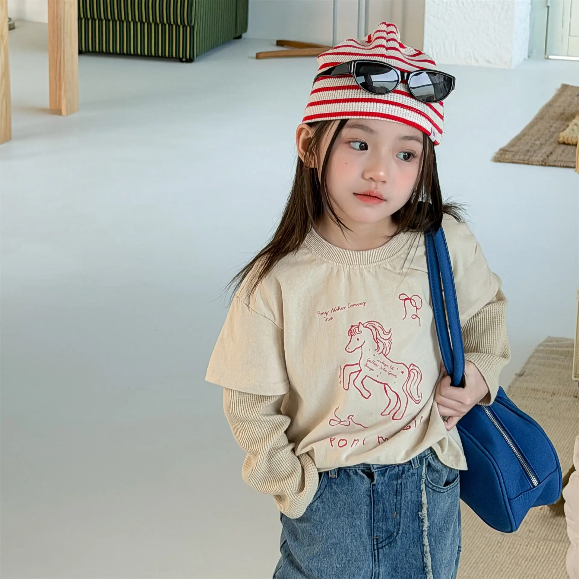 

2026 Spring New Children Long Sleeve T Shirts Cotton Boys Girls Cartoon Print Tops Toddler Casual T Shirts Kids Clothes