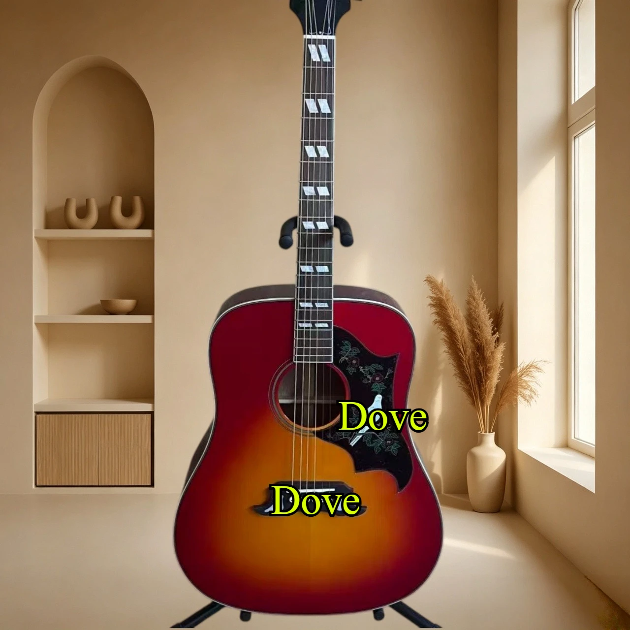 41 Inch Dreadnought Sunset Gradient Acoustic Guitar Solid Spruce Top Dove Pickguard Vocal Accompaniment Free Shipping