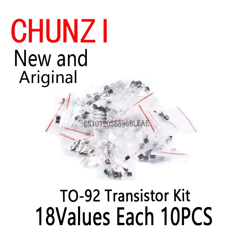 180Pcs=18ValuesX10pcs 2N2222 S9012 S9013 S9014 A1015 C1815 S8050 S8550 TO-92 Transistor Component Assorted Kit