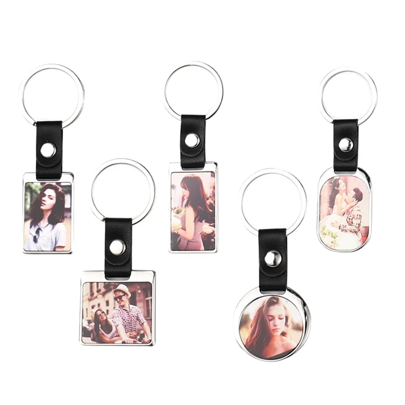 

10Pcs Sublimation Blank Keychain Metal Heat Transfer Keychain For DIY Sublimation , 5 Shapes