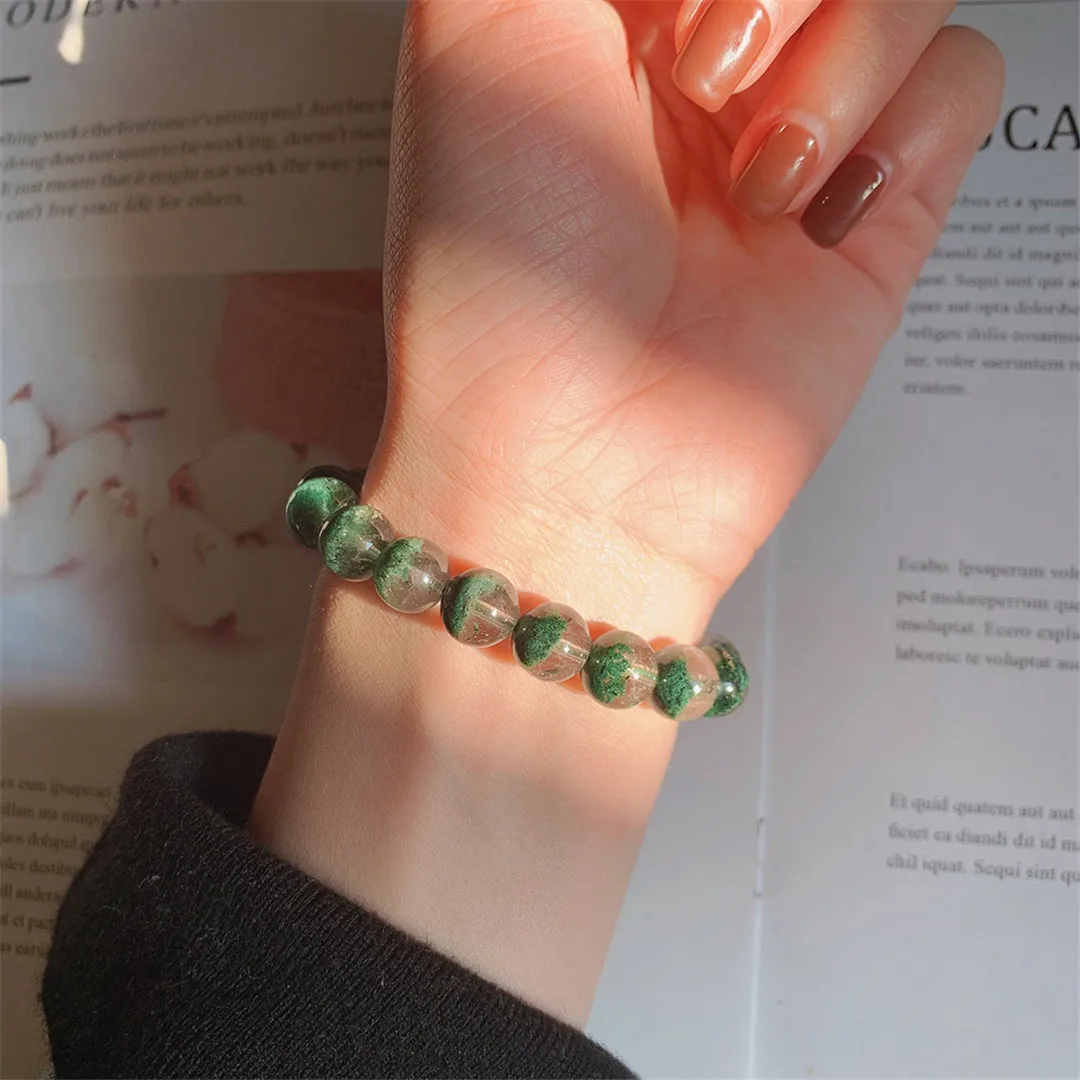 Natural Green Phantom Quartz Bracelet For Women Men Wealth Gift Crystal Energy Stone Clear Beads Strands Jewelry AAAAA 7-12mm