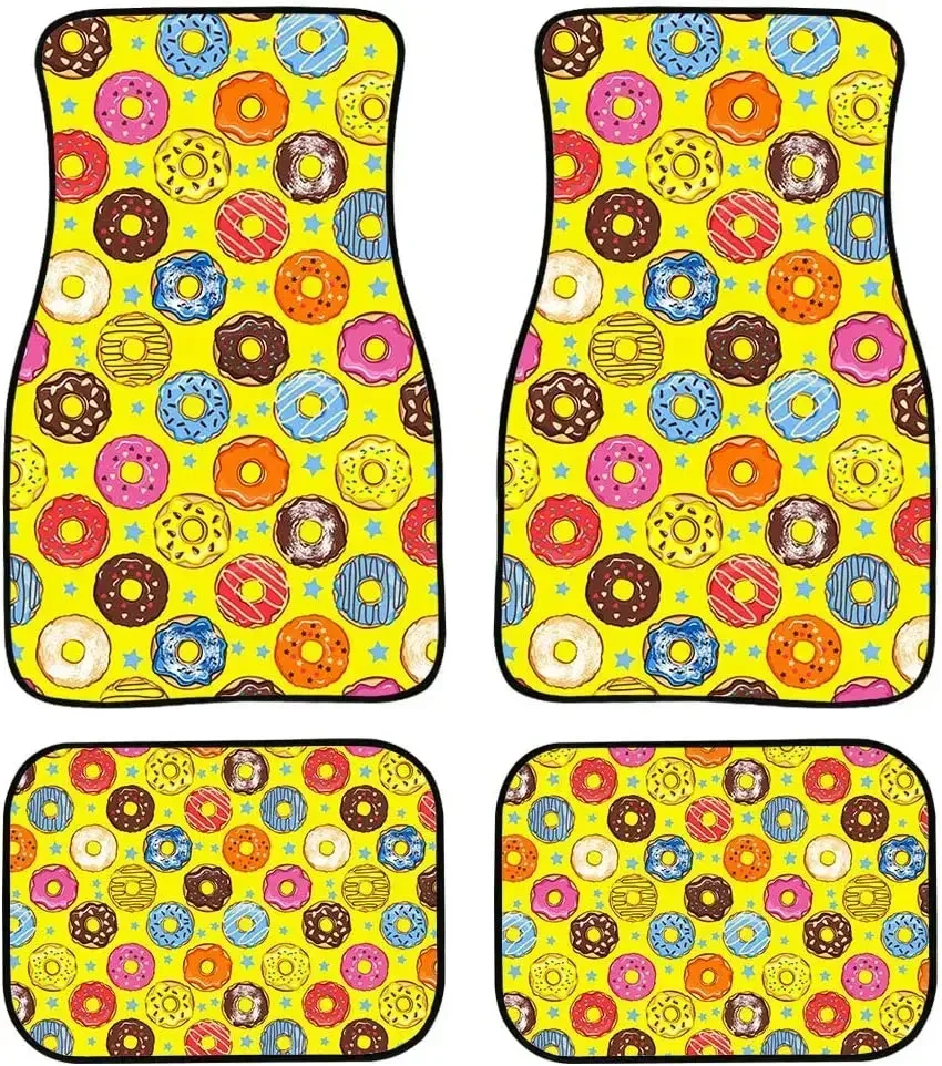 

Juego alfombrillas goma resistentes Pink Donuts, 4 Uds., alfombras protección contra todo tipo clima para coche, SUV, camión
