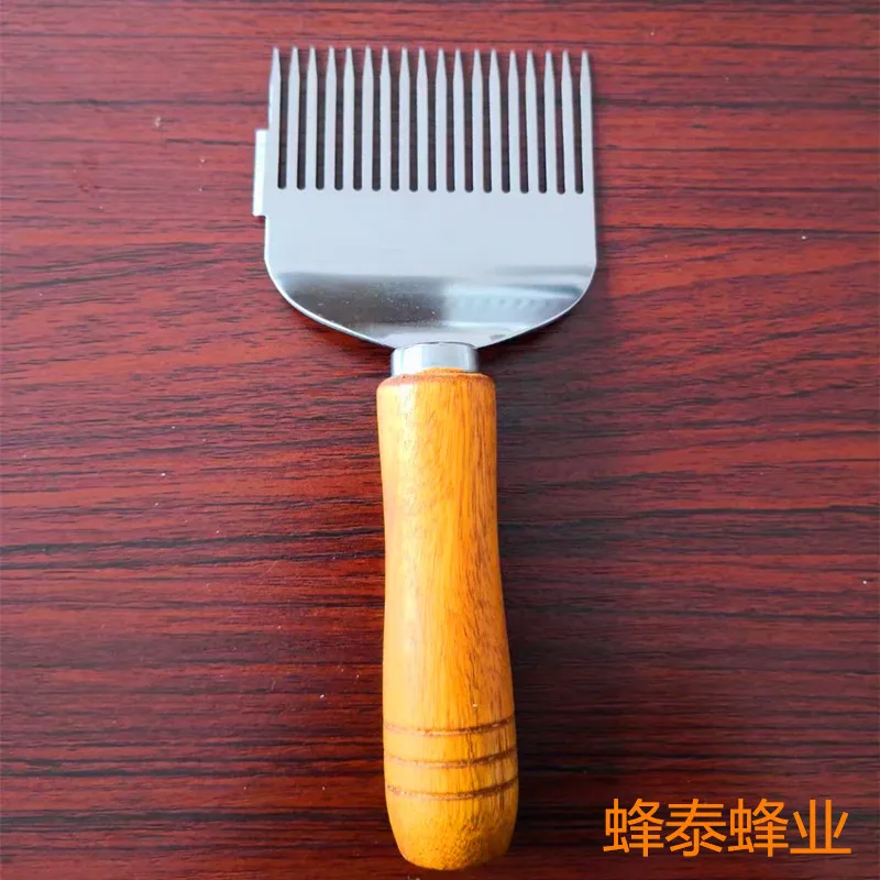 5PCS Needle Honey Cutter Wax Scraper Scraping Lid with Wax Cover Comb Honey Shovel Honey Dredging Rake New Wood Handle  Shovel