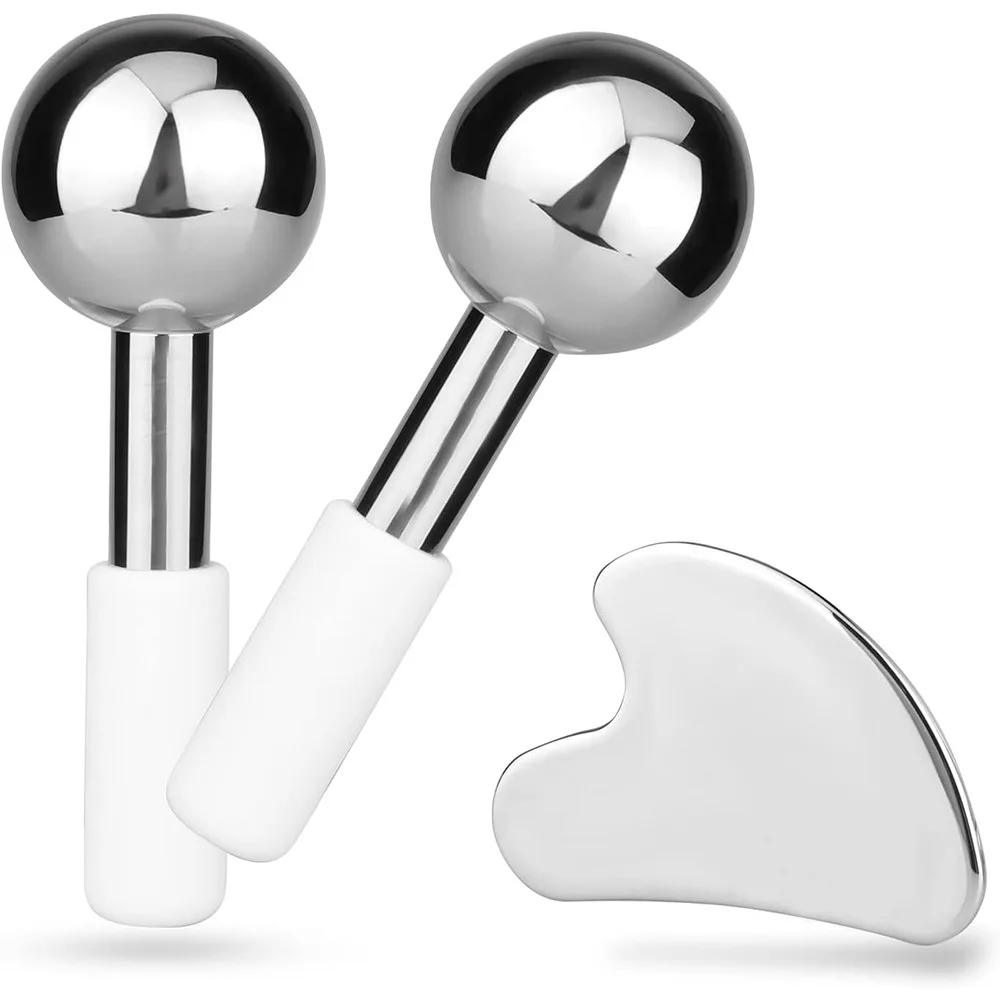 

Mini 3pcs Ice Globes Stainless Steel Cryo Sticks for Face Eye Facial Cold Roller Cooling Globe for Puffiness Wrinkle Dark Circle