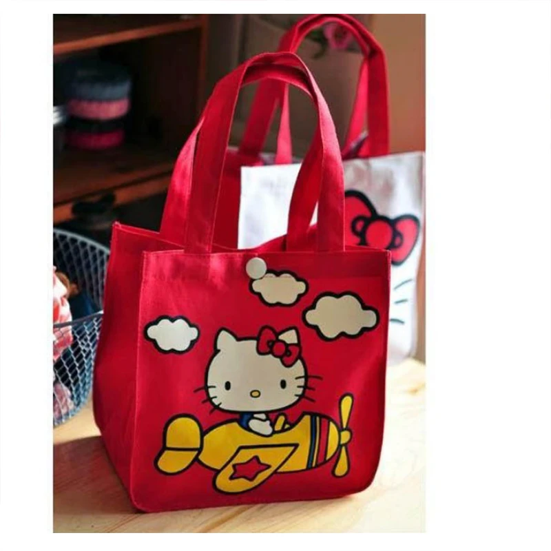 

New Hello Kitty Cartoon Kawaii Sanrio Lunch Box Bag Cute Kt Cat Anime Shopping Bento Bag Sweet Lovely Gifts for Girls