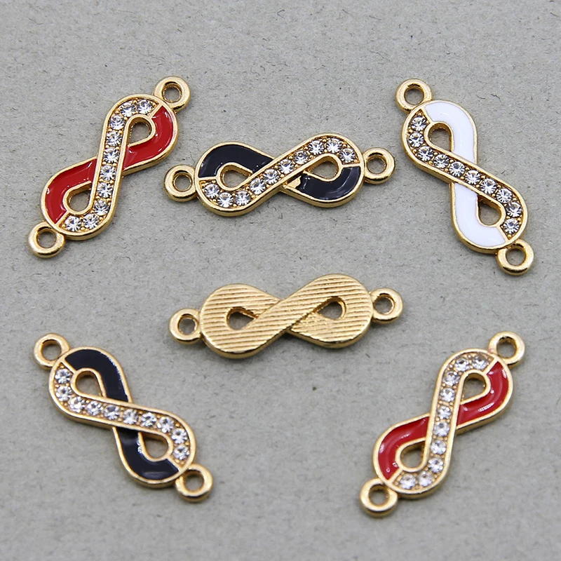 6pcs 8*25mm Crystal Infinity Charms for Jewelry Making Fashion Earring Pendant Connectors Bracelet Necklace Charm Accessories