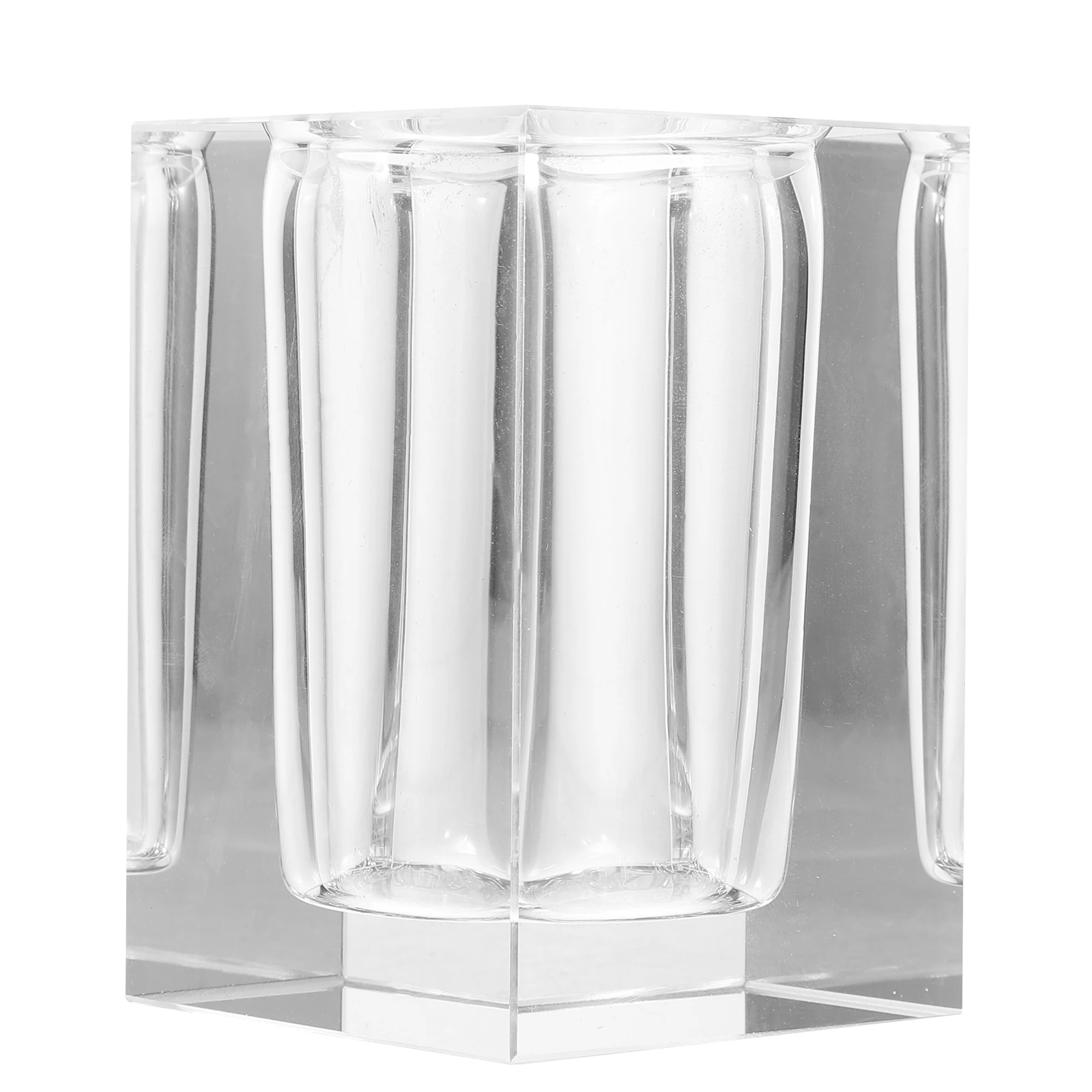 

Acrylic Pen Holder Crystal Makeup Organizer White Desk Accessories Geometric Shape Office Storage Box