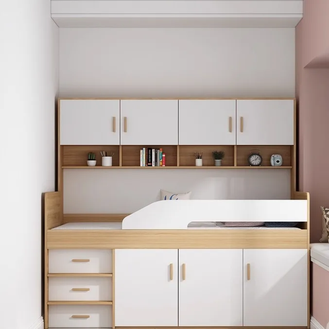 Tatami half-height bed with wardrobe desk integrated multi-functional combination space-saving